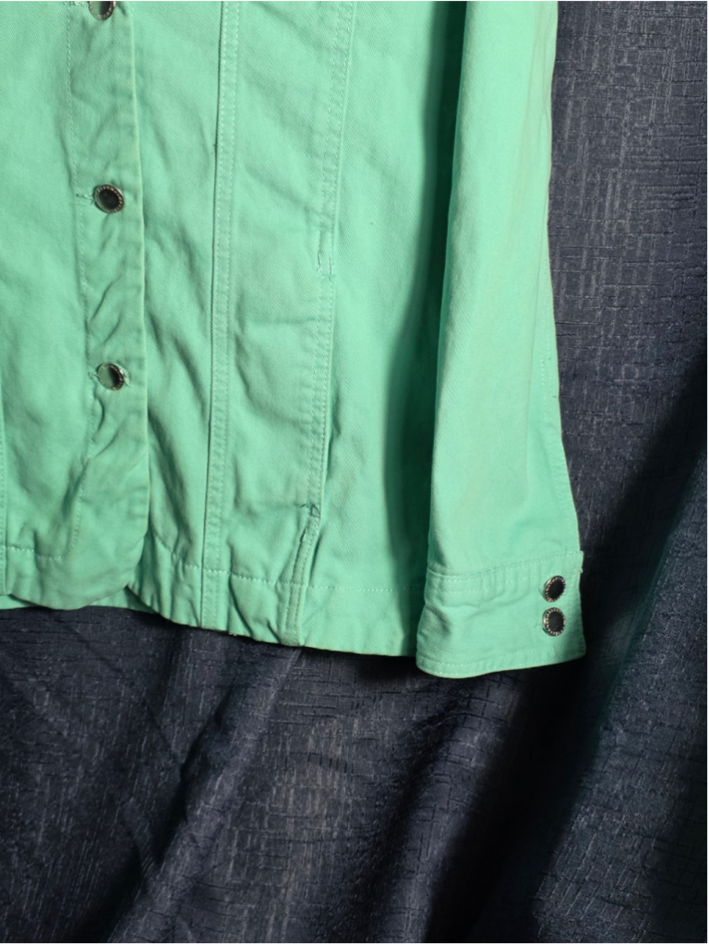 Women's American Sweetheart Green Jean Jacket Size M cottagecore grandmacore y2k - Picture 2 of 7
